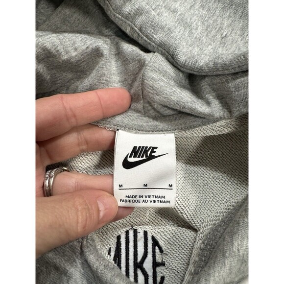 Nike logo Hoodie Oversized Grey With Shirt Sleeves Cuff Links Size M Just Do It - Picture 7 of 7